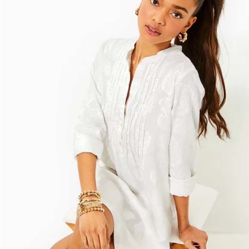 Beautiful linen Lilly Pulitzer long sleeves with sea shells in fabric - Picture 4 of 5